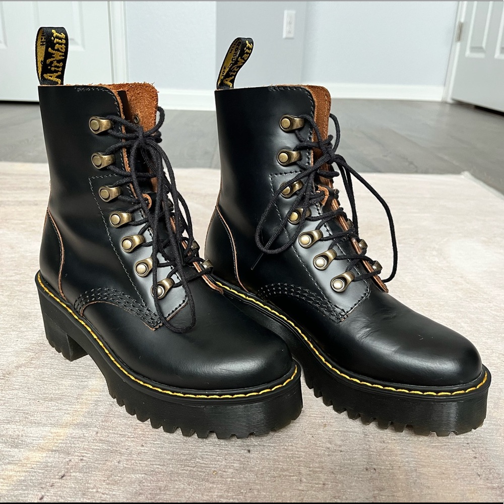 Dr. Martens Black Platform Leona Boots US5/UK3 Womens